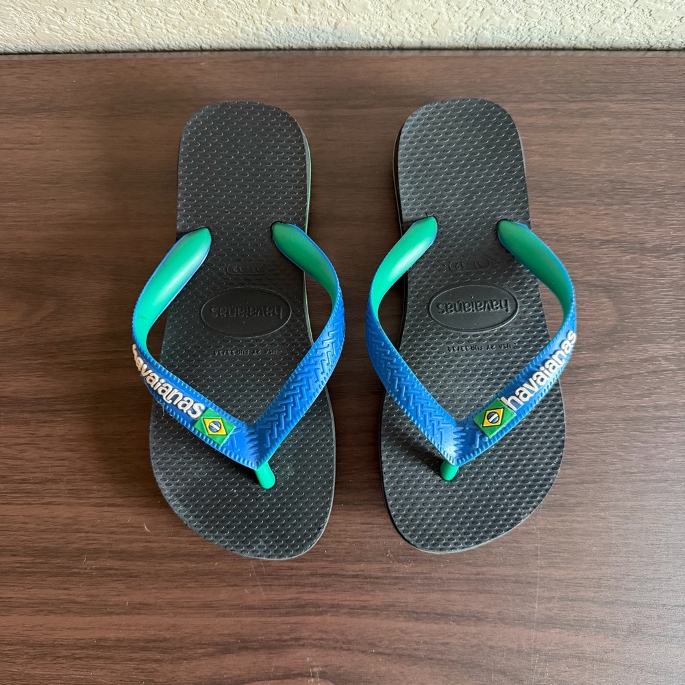 Havaianas Kids Flip Flops Brazil Flag‎ Youth 31–32 Black Blue